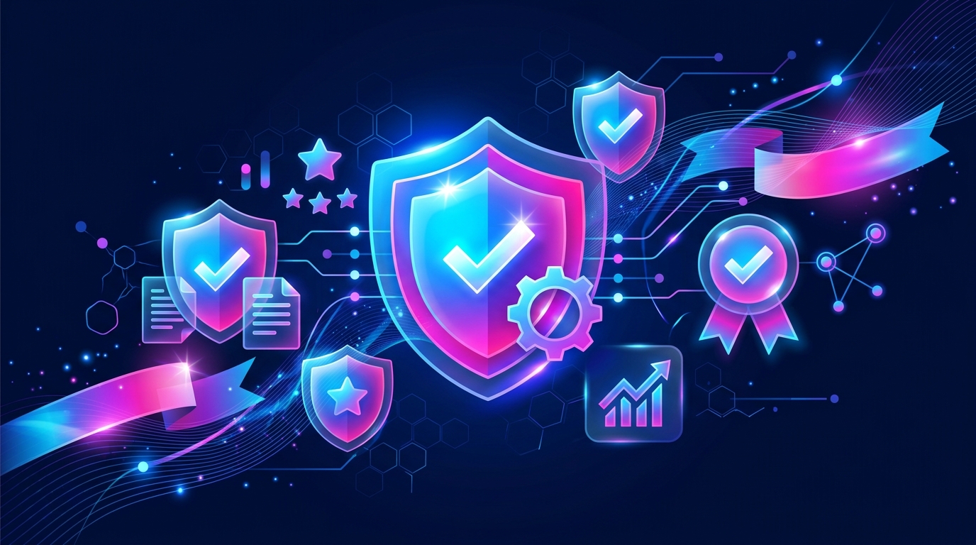 Quality Management System abstract colorful compliance illustration